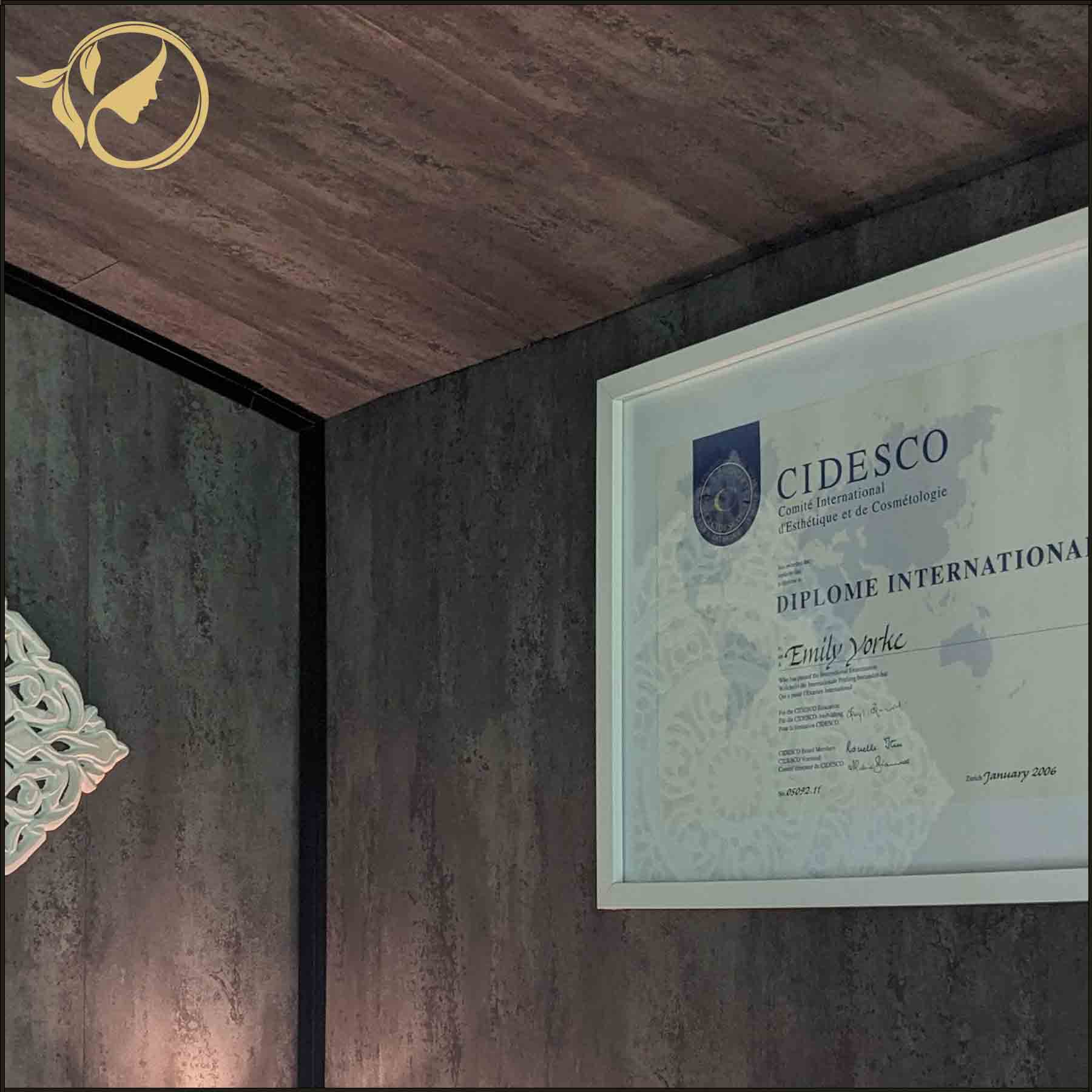 Clean and professional aesthetician workspace featuring advanced clinical skincare devices in a quiet forest setting.